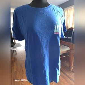 Blue T-Shirt with Sailboat Embroidery